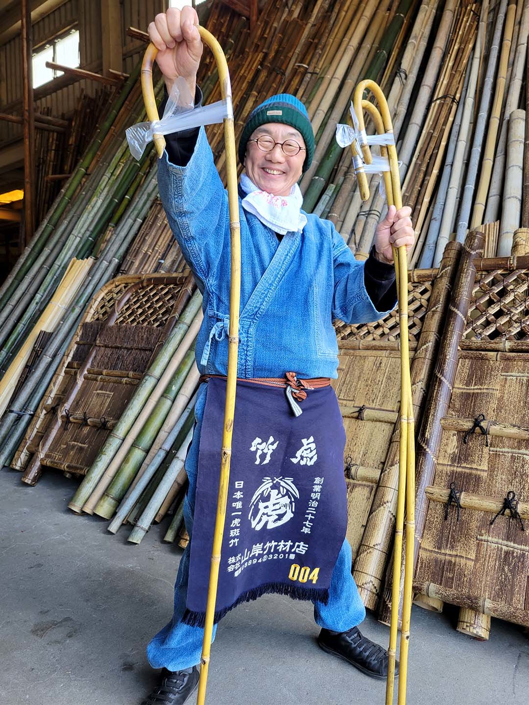 根曲竹ステッキ加工