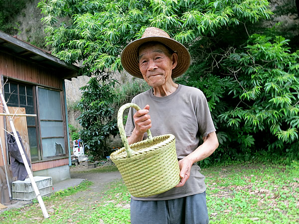 竹手付きかご