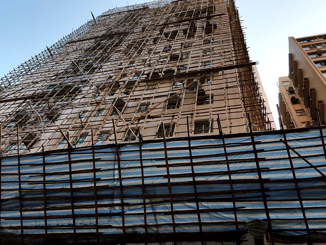 香港高層ビル竹足場