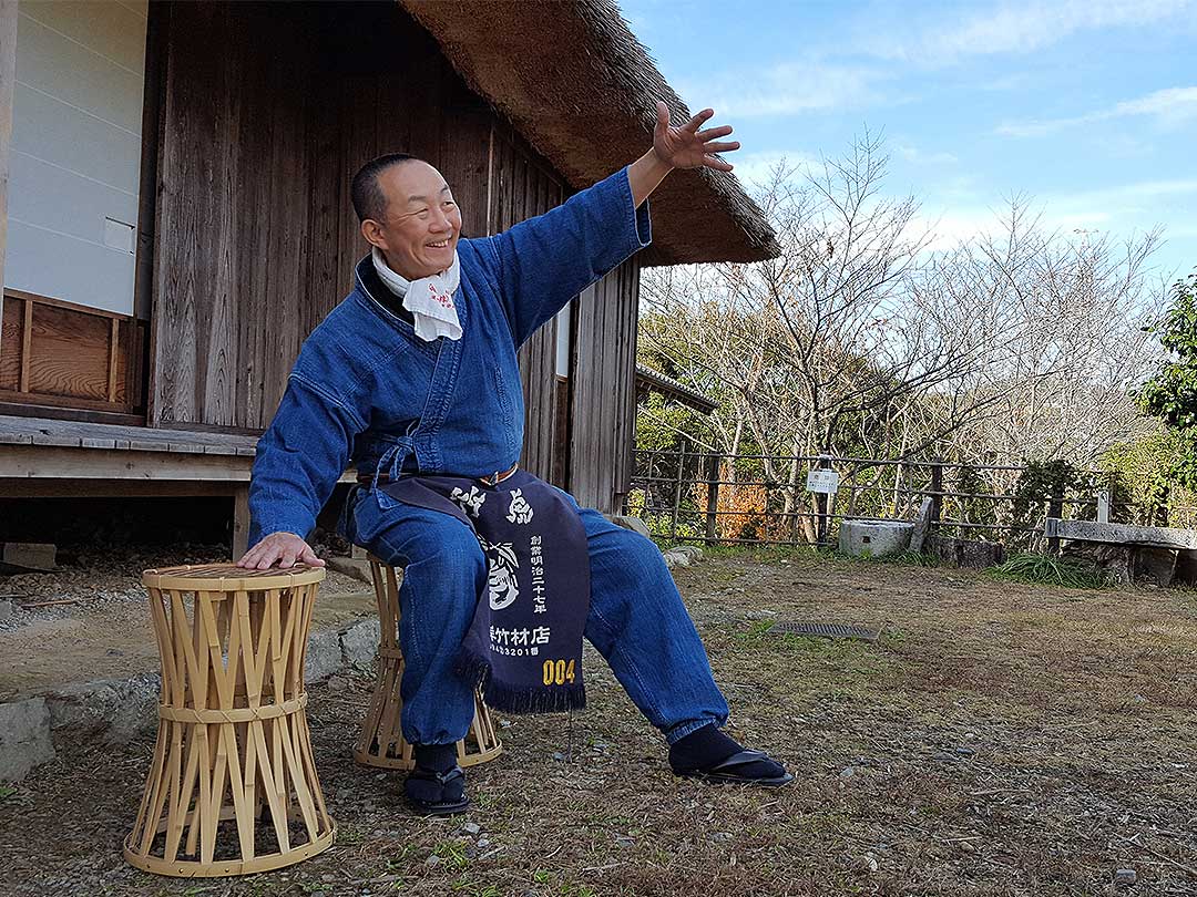 虎竹網代鼓椅子、竹虎四代目（山岸義浩）