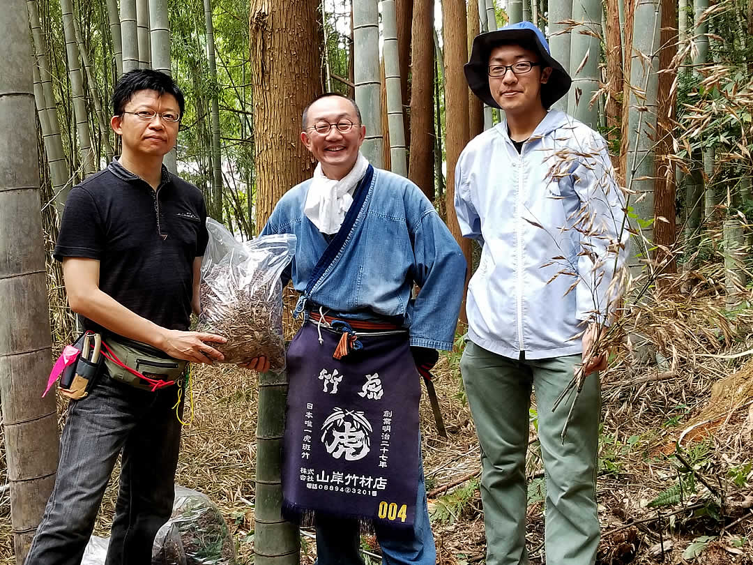 孟宗竹開花調査、香川大学・小林剛先生、京都大学・小林慧人さん、竹虎四代目（山岸義浩）