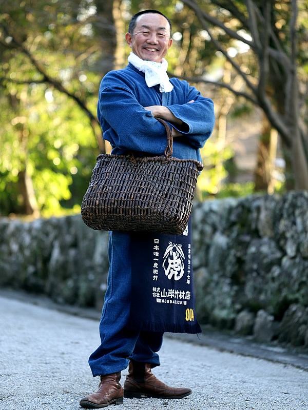 国産、山葡萄かご、古い物