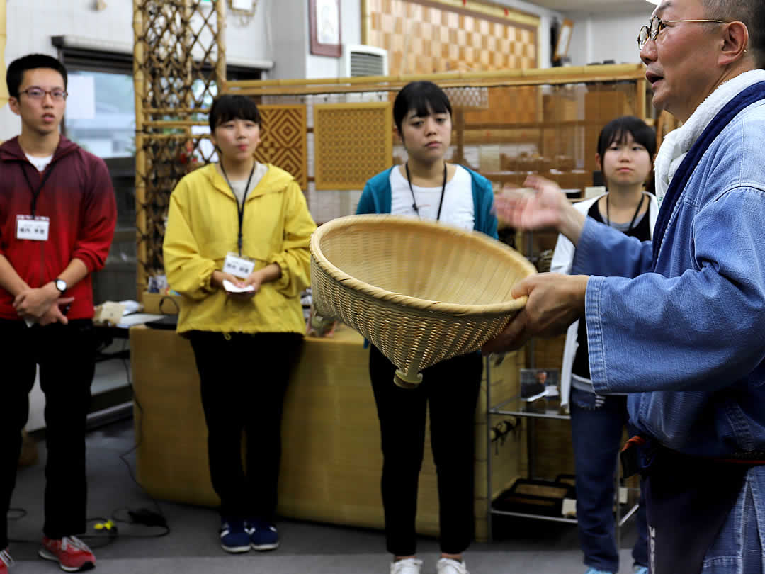 インターンシップ2019、虎竹花篭作り