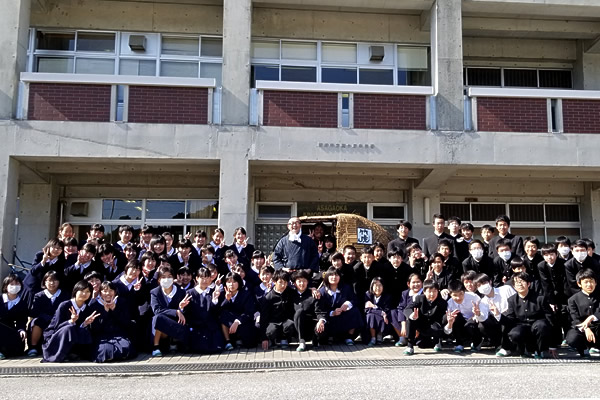 朝ケ丘中学講演、竹虎四代目（山岸義浩）