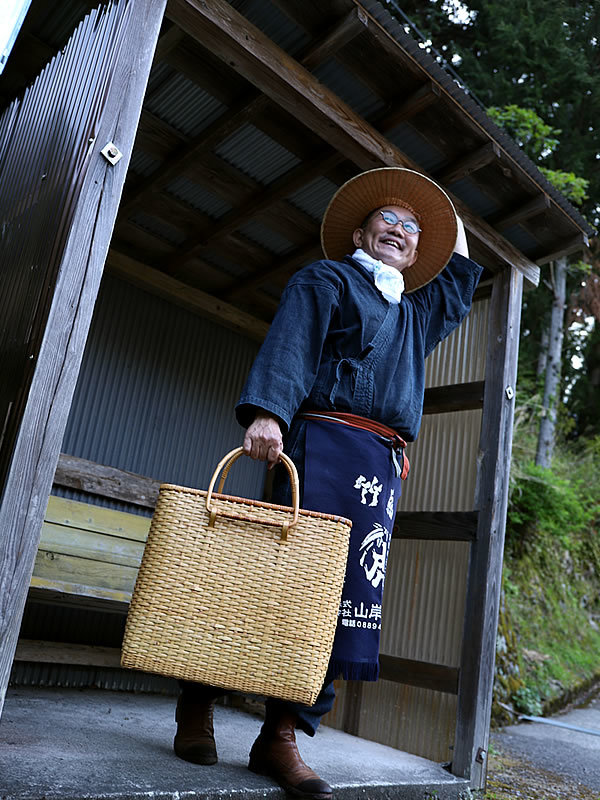 白竹手提げ籠バッグ、竹虎四代目（山岸義浩）