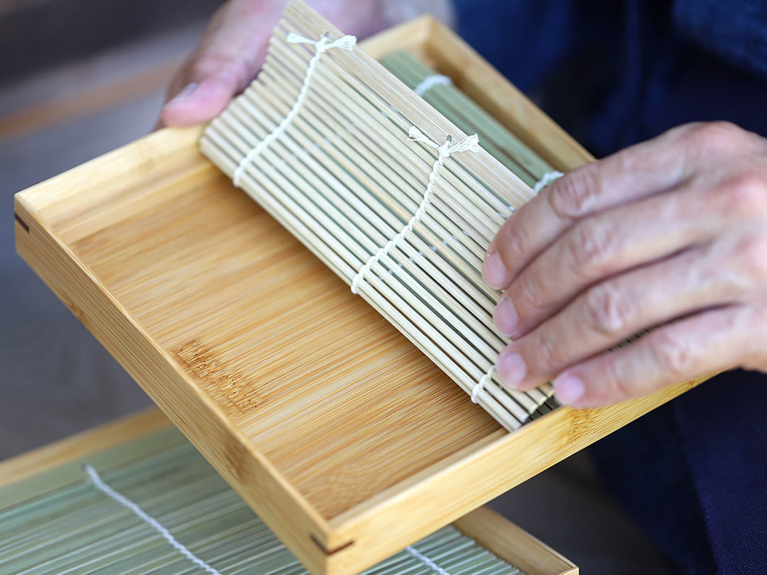 竹製箱型すだれ蕎麦皿