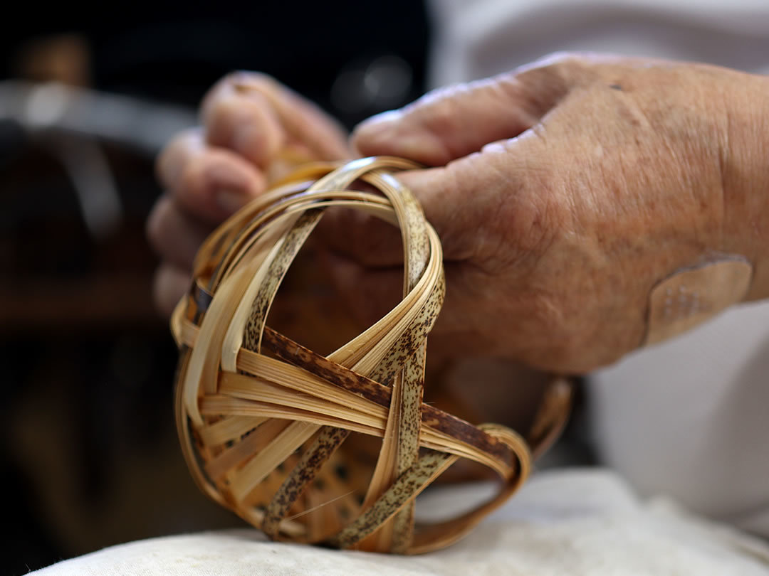 虎竹花かご四海波、Tiger bamboo flower basket