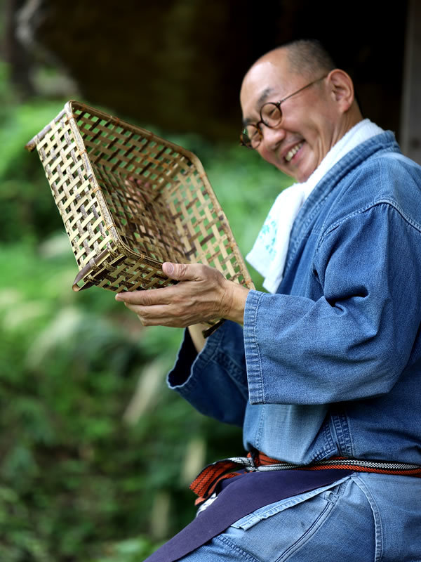 虎竹スクエア茶碗籠、竹虎四代目（山岸義浩）