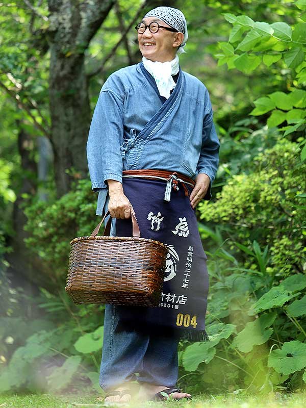 虎竹赤染革手提げ籠バッグ、竹虎四代目（山岸義浩）