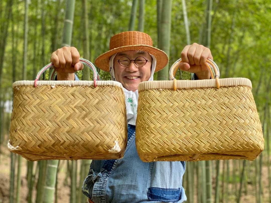 竹細工 かご5連 - 工芸品