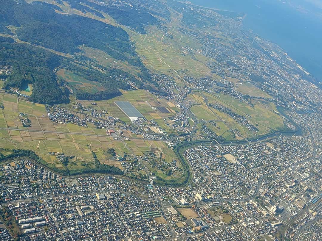 護岸竹を上空から見る