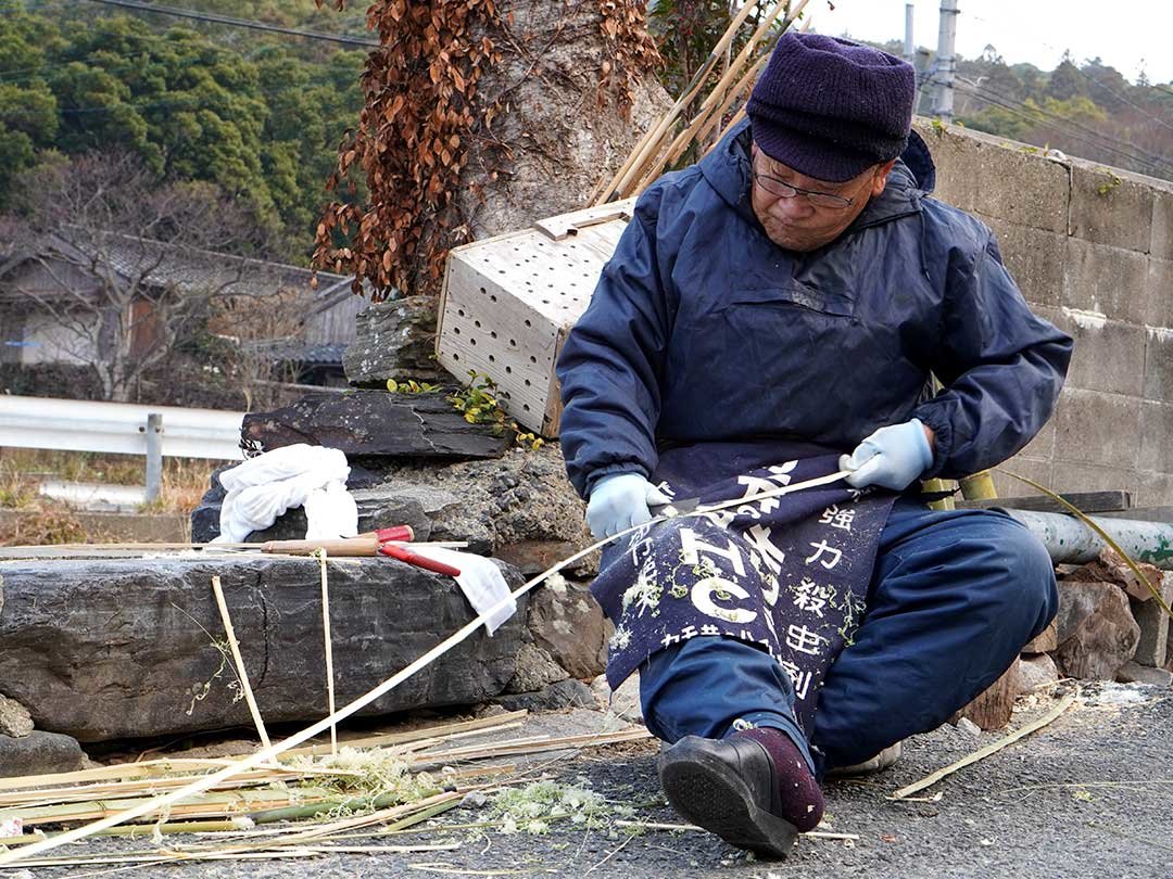 竹職人、竹ヒゴ取り