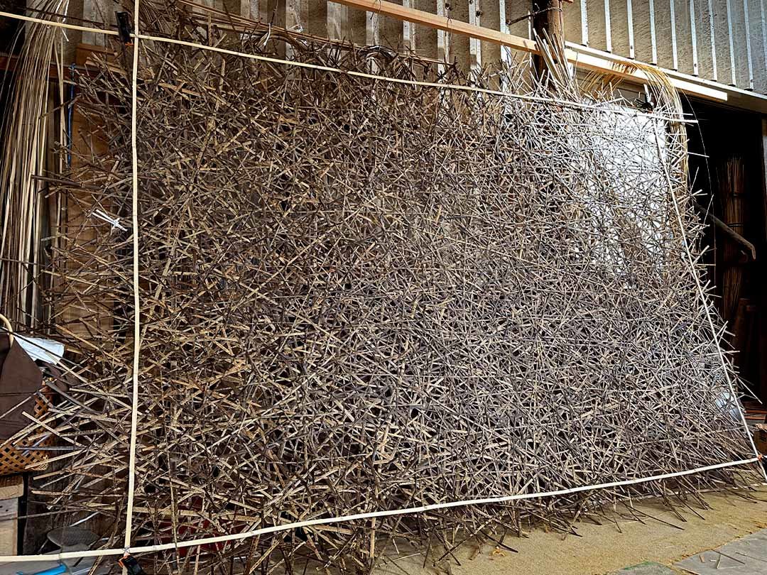 虎竹ヤタラ編みの壁面