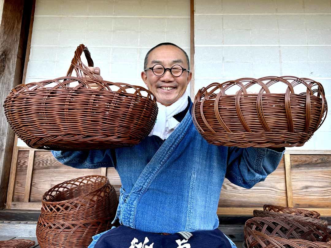 シダ編み籠、竹虎四代目（山岸義浩）