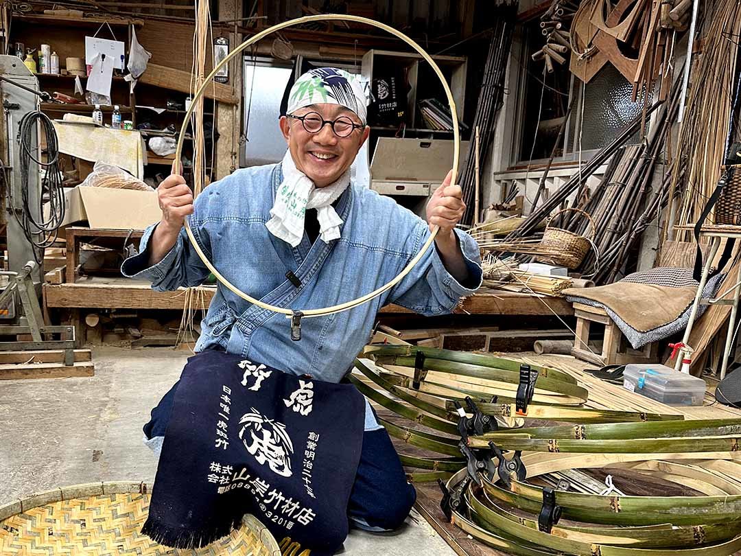 国産竹ざる縁、竹虎四代目（山岸義浩）