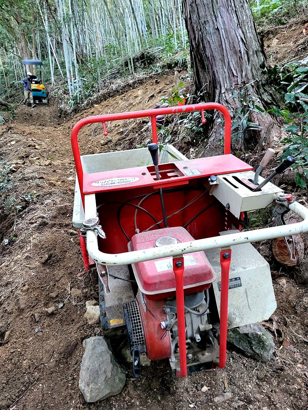 竹林からの山出しの道整備