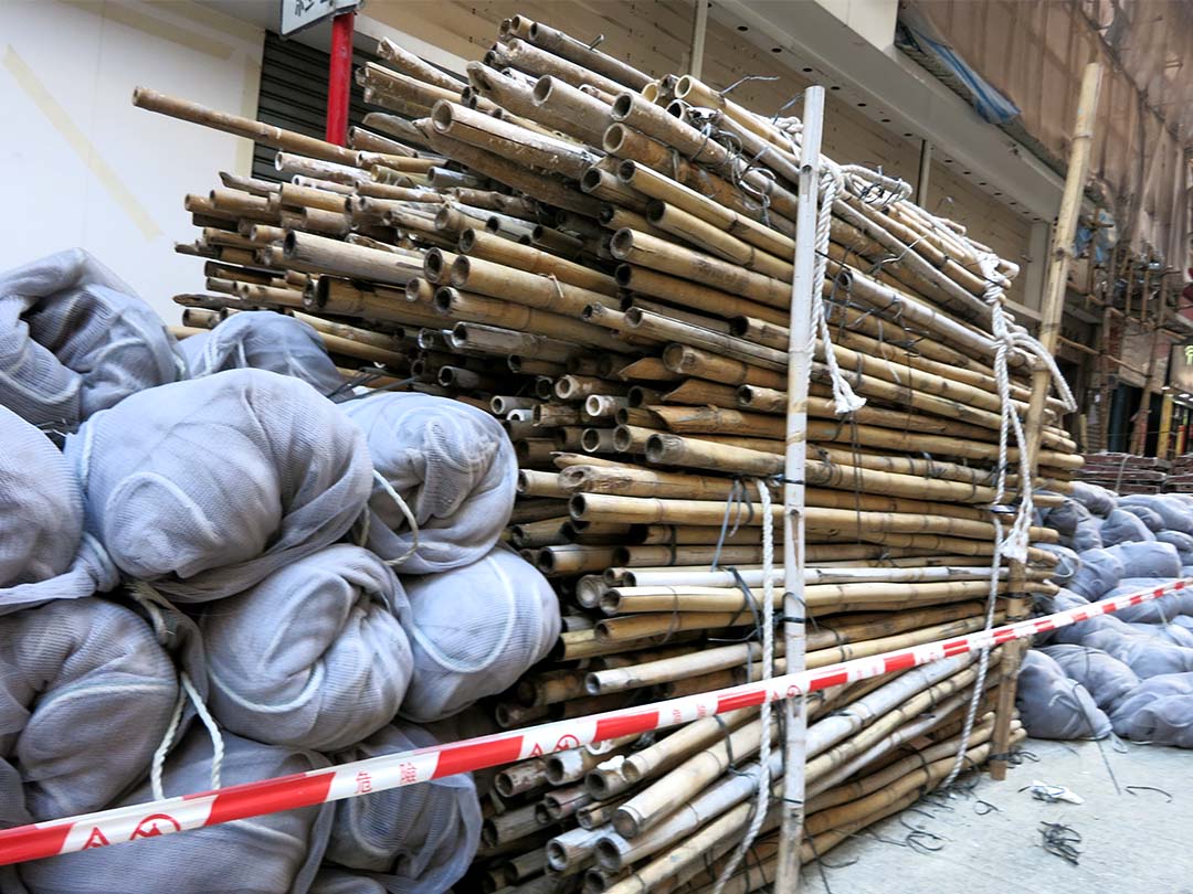 香港の竹足場の竹