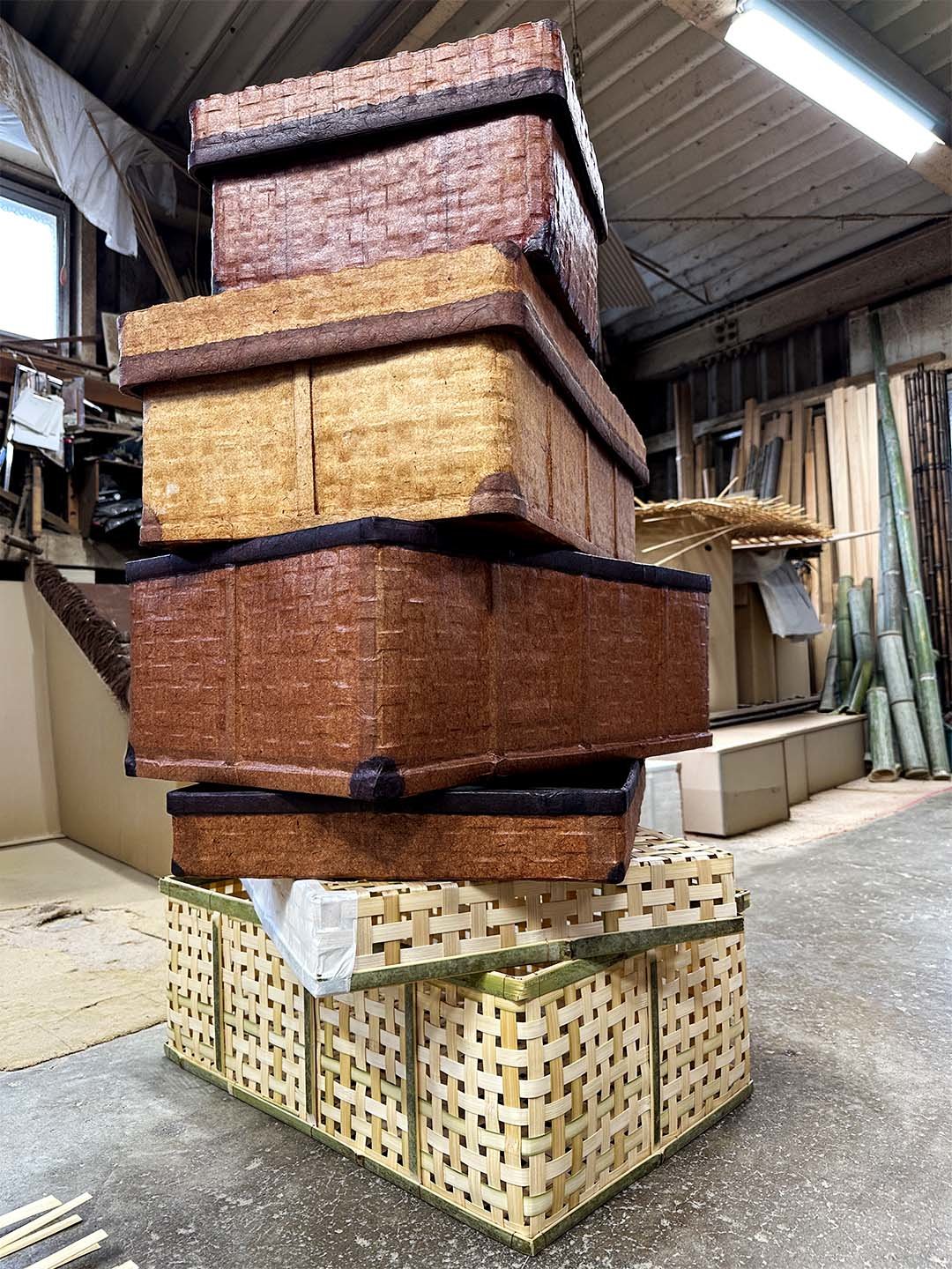 一閑張り衣装籠工程