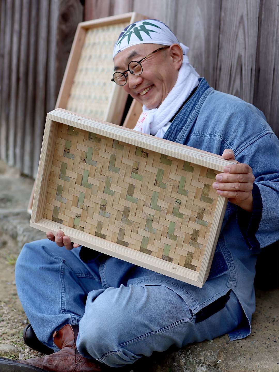 エビラ（竹編み平かご）