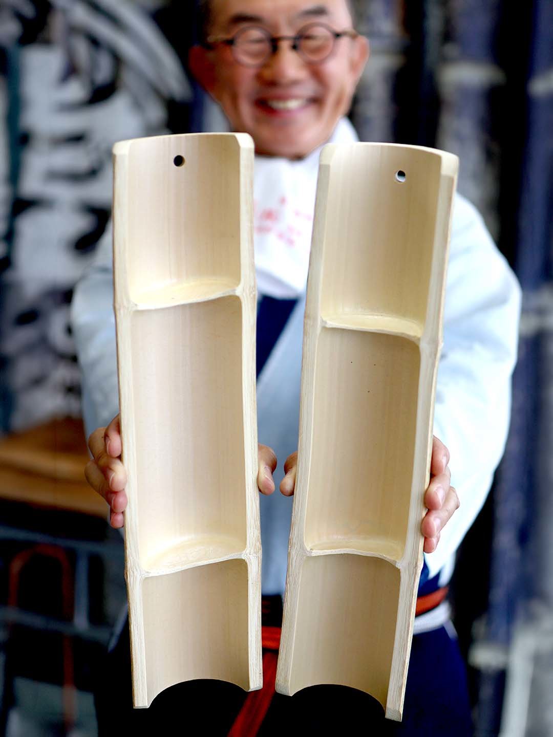 二節の竹踏み