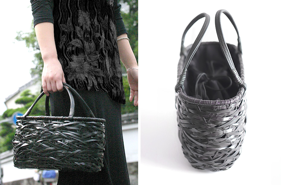 黒塗りやたらかごバッグ