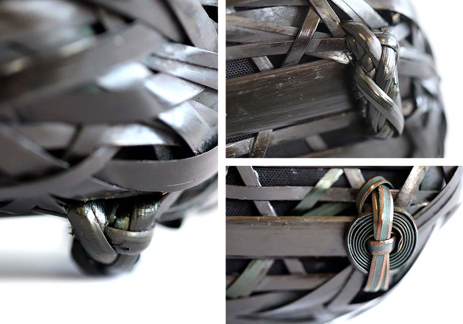 黒塗りやたらかごバッグの足