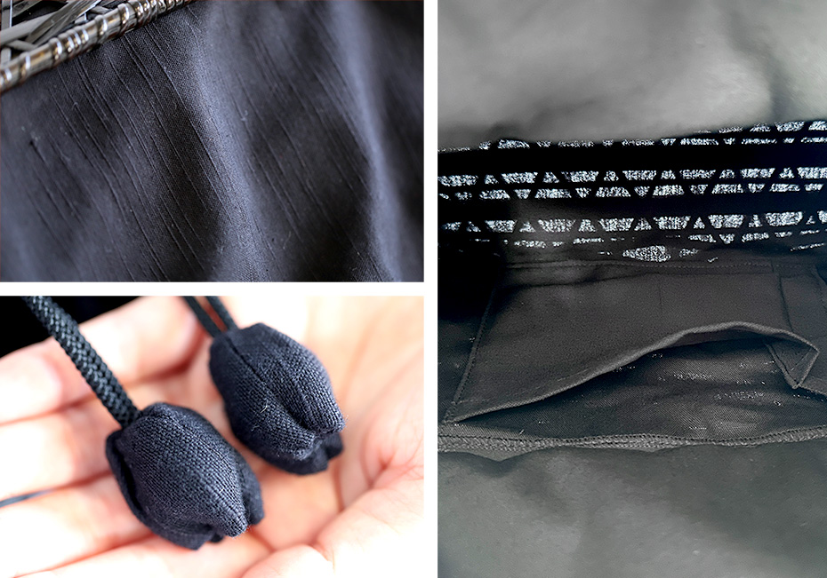黒塗りやたらかごバッグの内ポケット