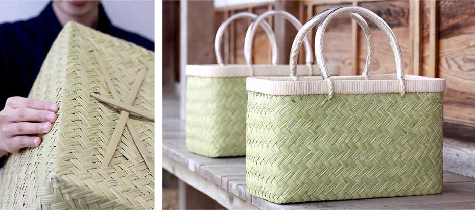 【特上編み】スズ竹市場かごの特上編みならではの美しい真っすぐな角部分