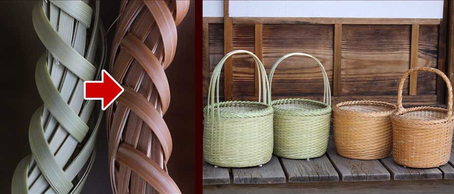 竹の経年変色、経年変化