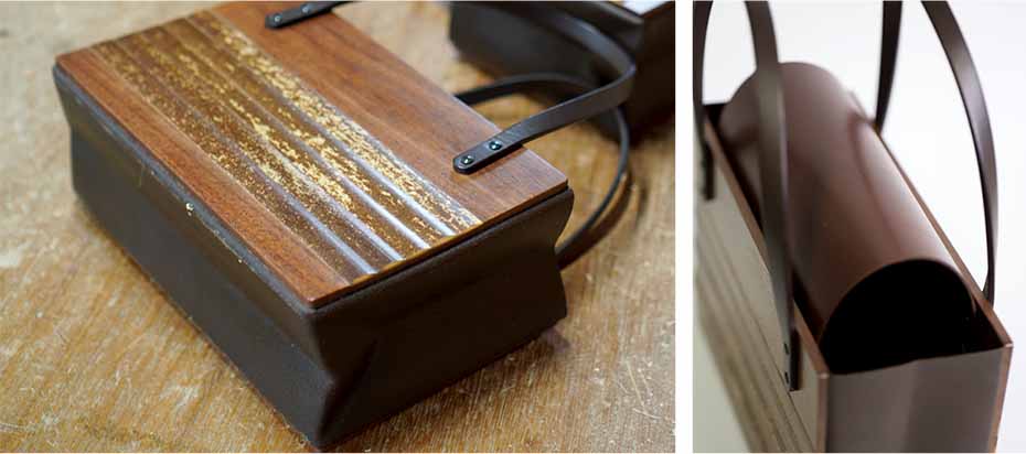 木と虎竹のハンドバッグの底部分