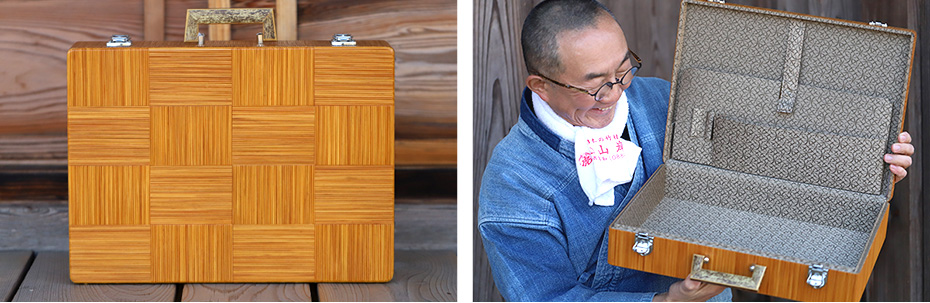 竹ヒゴ市松アタッシュケース（虎竹ハンドル）Aタイプの詳細