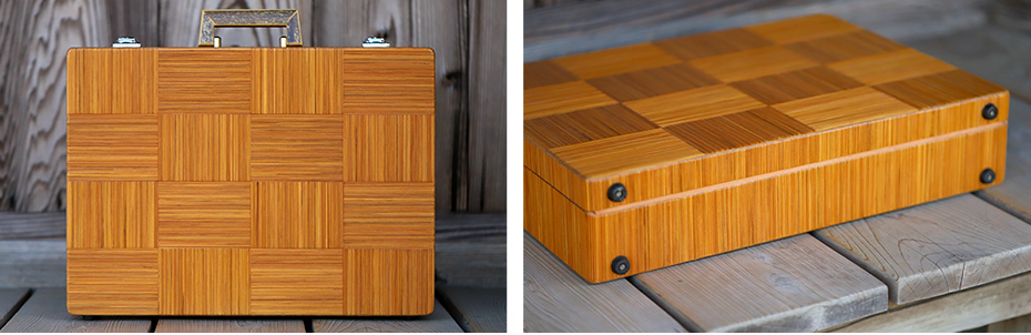 竹ヒゴ市松アタッシュケース（虎竹ハンドル）Bタイプの詳細