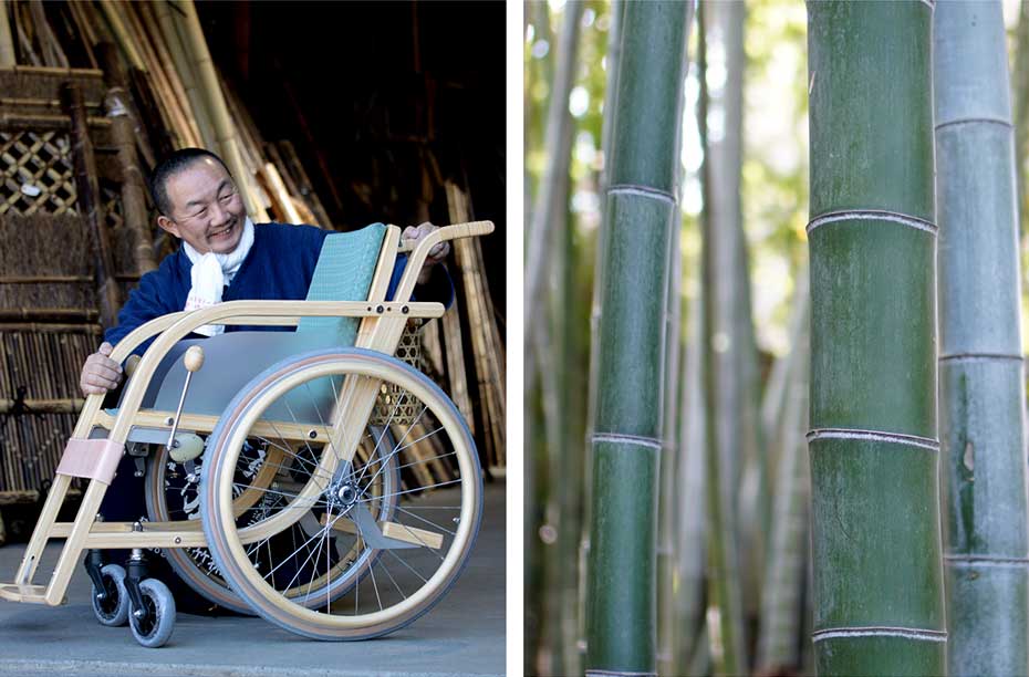 竹の車椅子と車椅子の素材に最適な竹