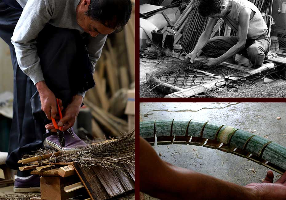 竹垣を製造する職人
