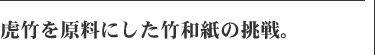 虎竹を原料にした竹和紙の挑戦。