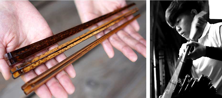 B級品の竹箸3種類と若手職人