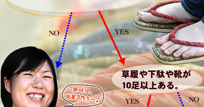 草履や下駄や靴が10足以上ある。