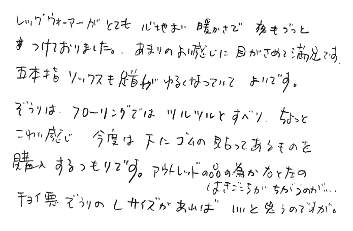 レッグウォーマー とても心地よい暖かさで夜もずっとつけておりました。