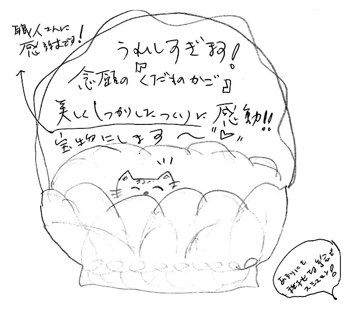 メゴ笹手付き果物籠のお声