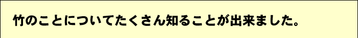 竹のことについてたくさん知ることが出来ました。