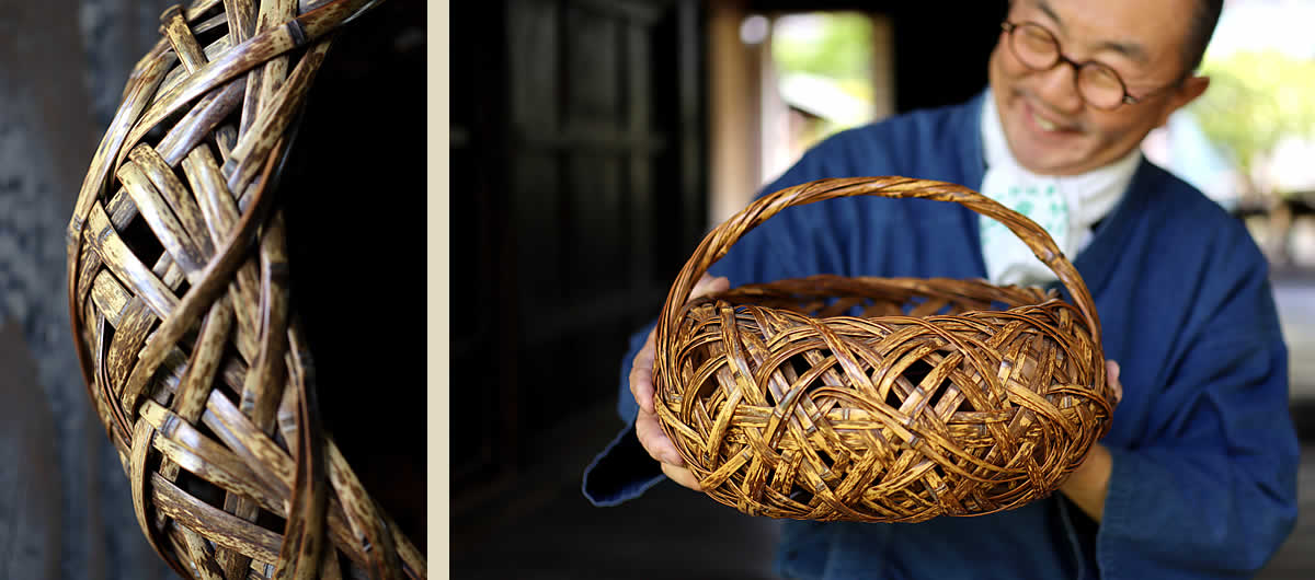 白石白雲斎作 虎竹花器 満（Japanese bamboo art by Hakuunsai Shiraishi）一点限り 