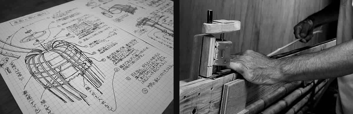 虎竹スツール、設計図