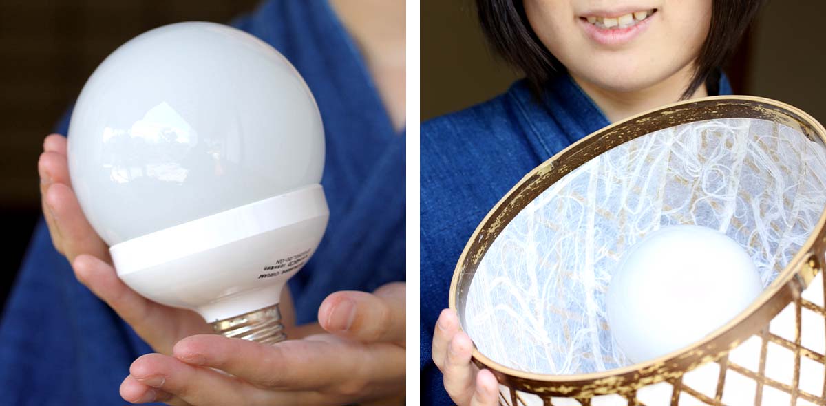 虎竹照明丸傘ライト,60W電球型蛍光灯