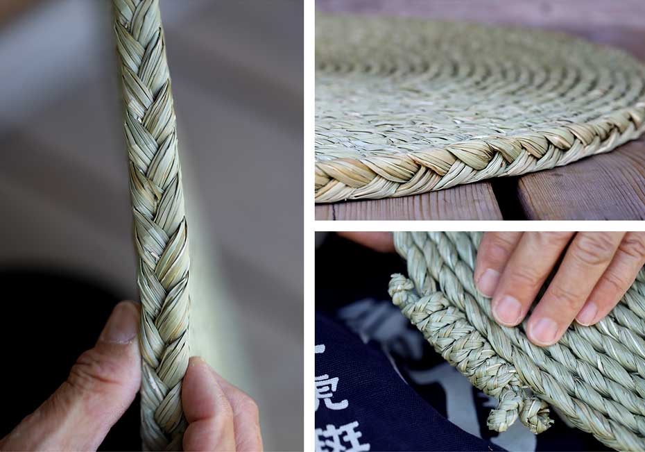 七島藺縄編み円座  50センチの縁部分とひっかける紐