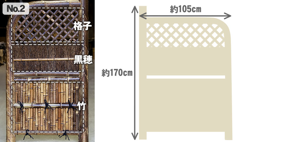 虎竹玉袖垣のサイズ