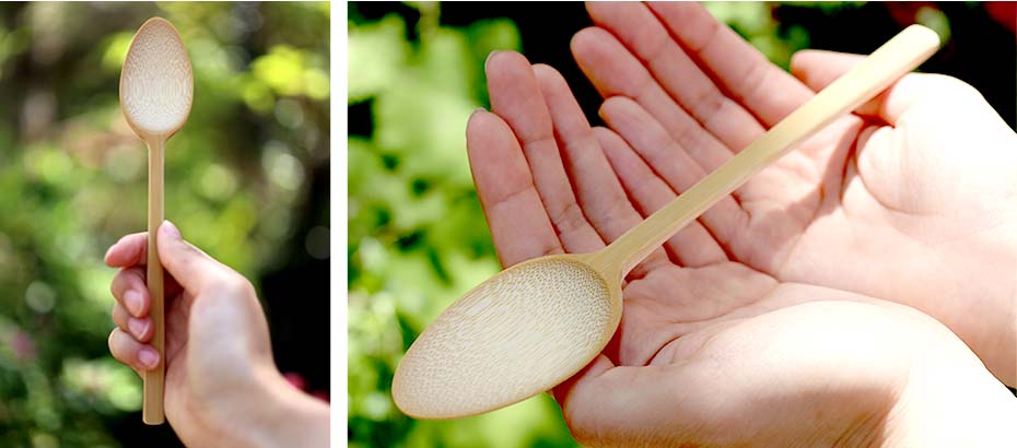 すくいやすく持ちやすい薄型竹カレースプーン（無塗装）