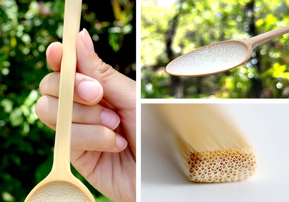 竹表皮を残し強度が高い薄型竹カレースプーン（無塗装）