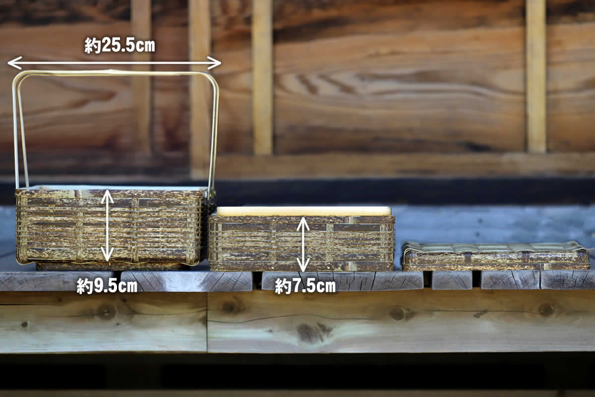 虎竹二段ピクニックバスケット、サイズ