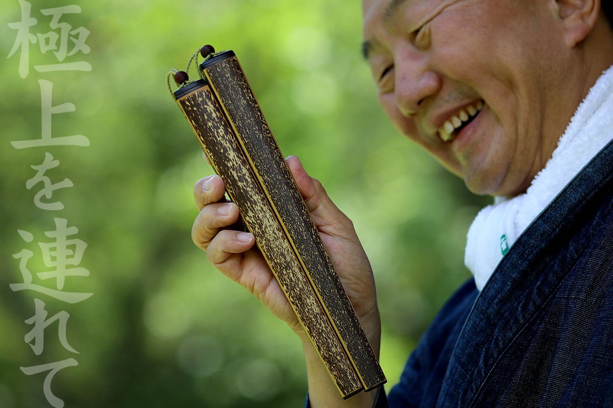 虎竹箸箱（小）と虎竹角漆箸（22.5cm）女のセット