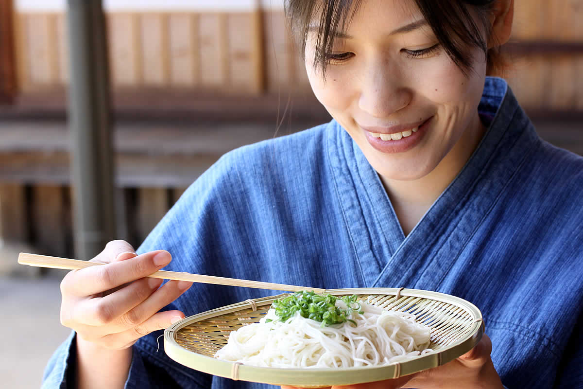 青竹ざる,素麺,竹ざる